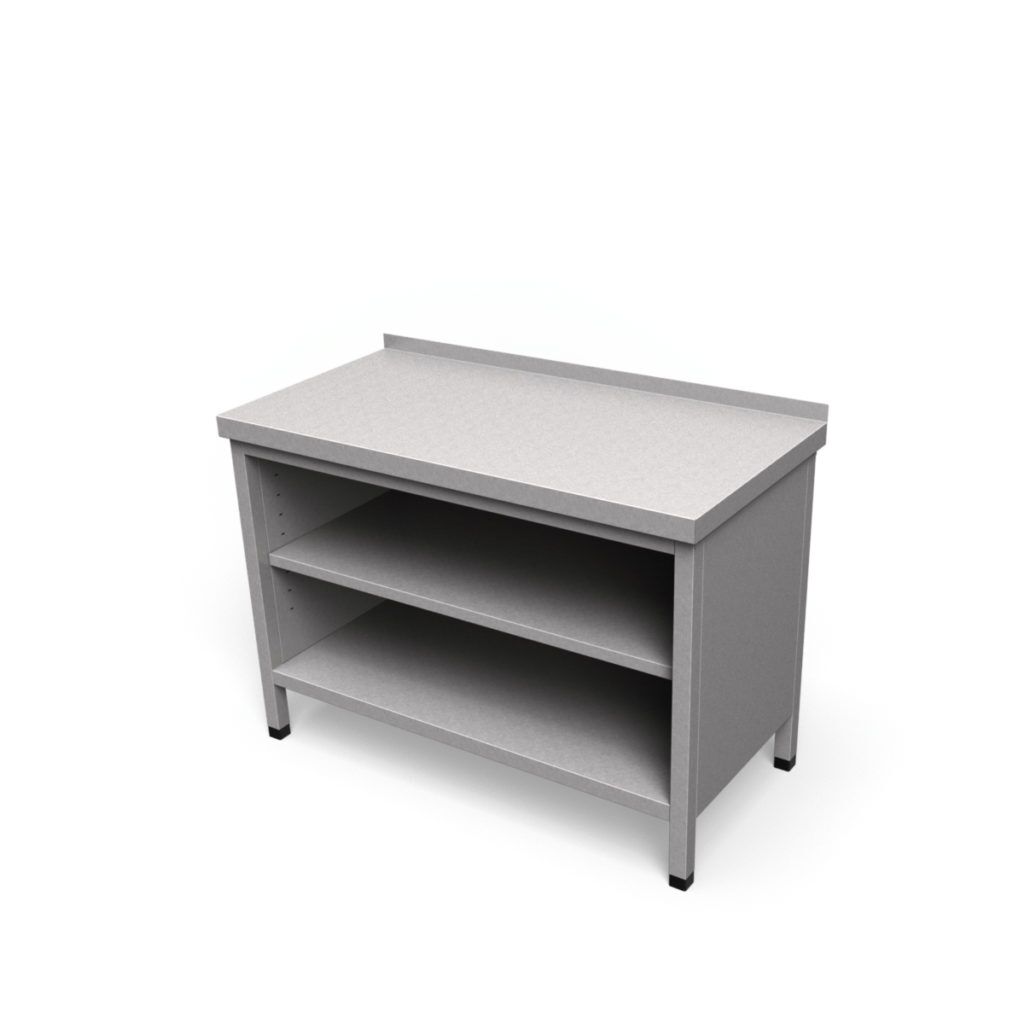 Nerezový pracovný stôl dvojpolicový krytovaný | SJ-6