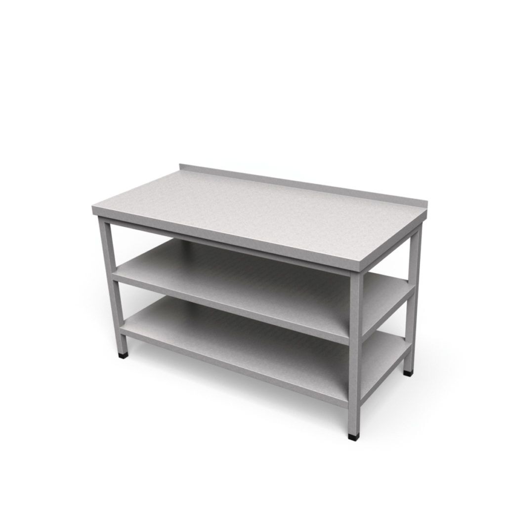 Nerezový pracovný stôl dvojpolicový | SJ-5