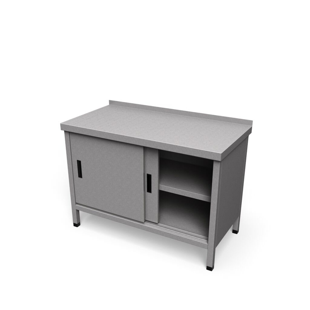 Nerezový pracovný stôl s posuvnými dverami | SD-1